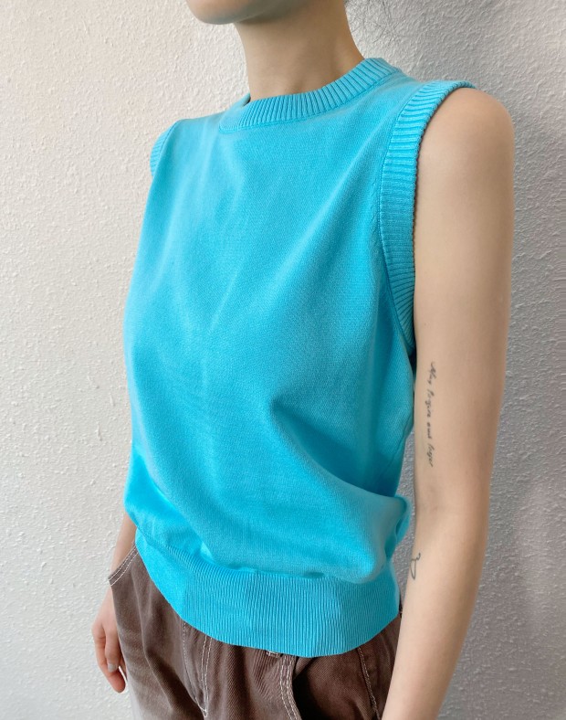 Blue Cut Out Back Vest #250428
